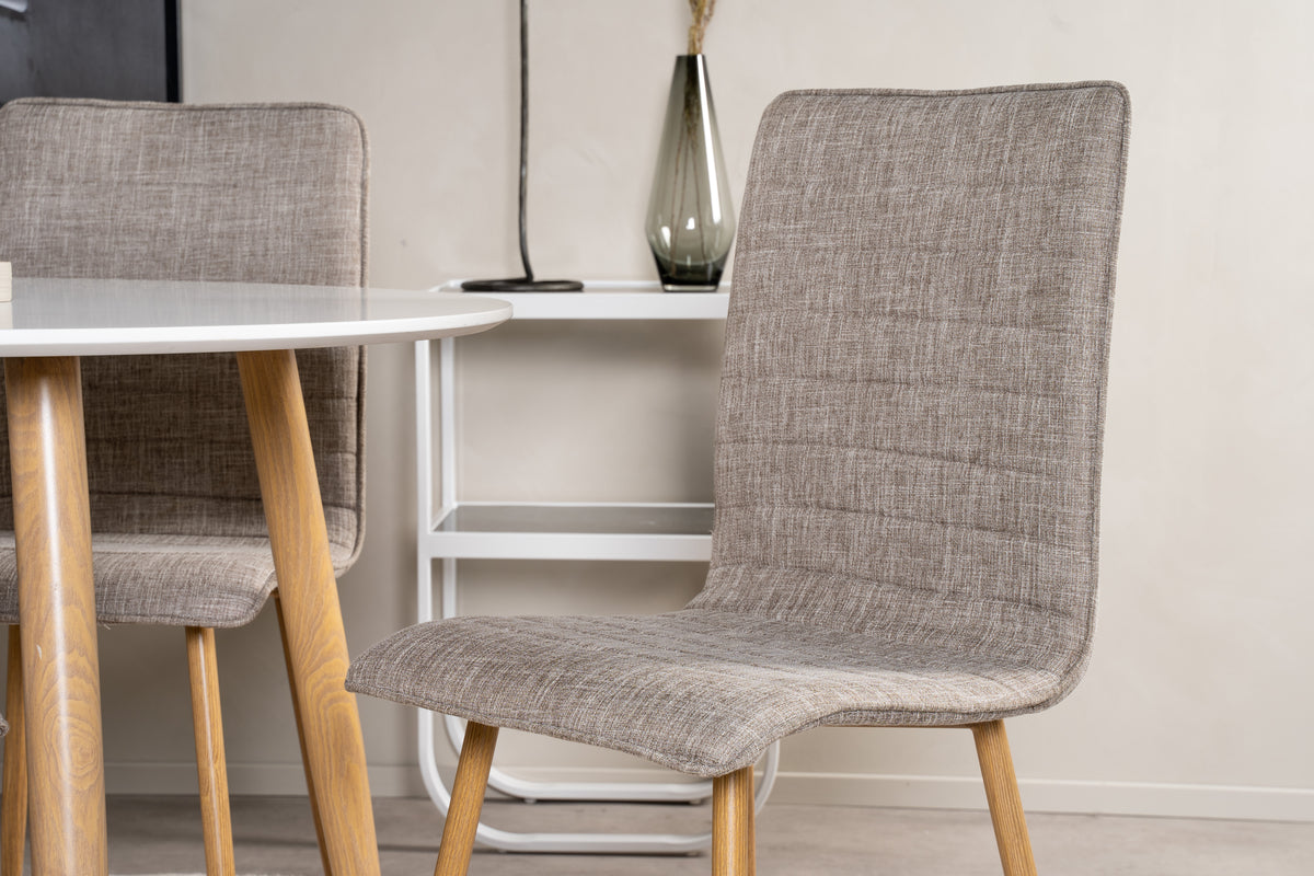 Venture Design Windu & Plaza Matstolar 2-pack Ljusgrå + Runda Matbord ⌀100 Vit