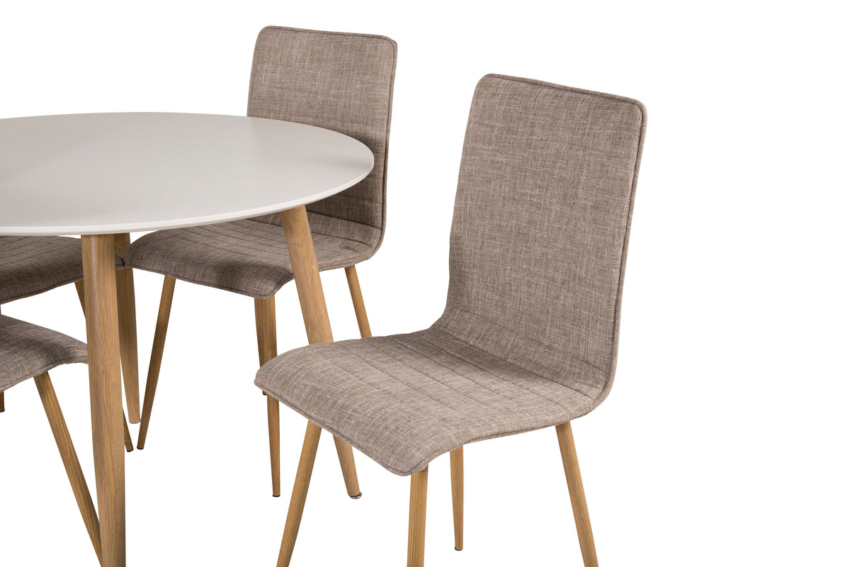 Venture Design Windu & Plaza Matstolar 2-pack Ljusgrå + Runda Matbord ⌀100 Vit