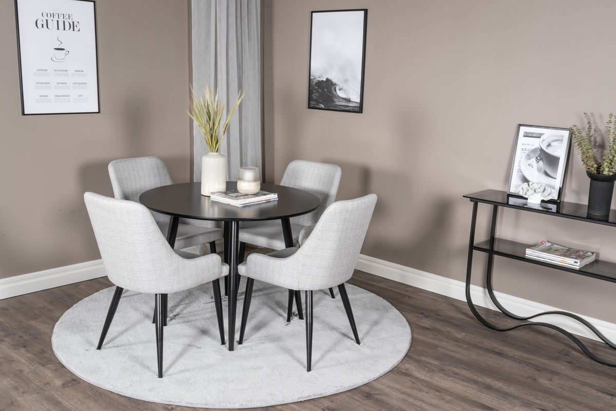 Venture Design Plaza Matstolar 2-pack Grå + Runda Matbord ⌀100 Svart