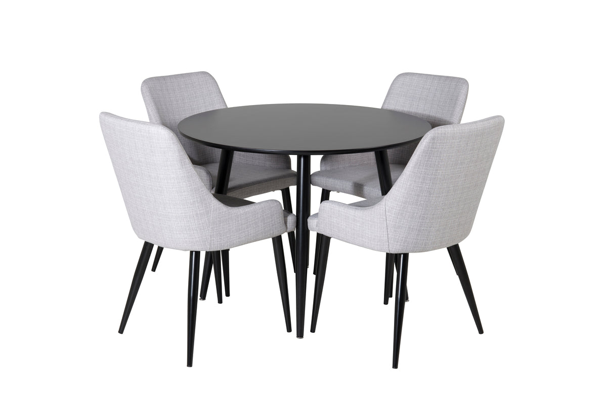 Venture Design Plaza Matstolar 2-pack Grå + Runda Matbord ⌀100 Svart