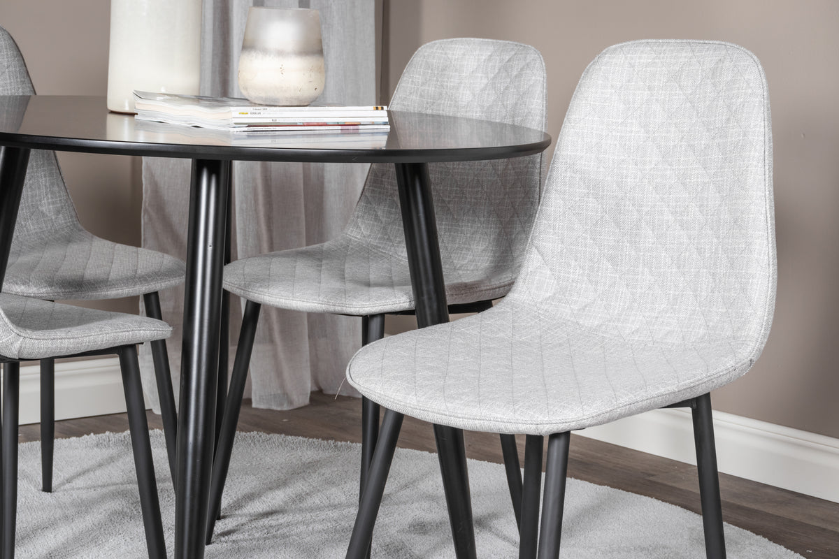 Venture Design Polar & Plaza Matstolar 2-pack Grå + Runda Matbord ⌀100 Svart