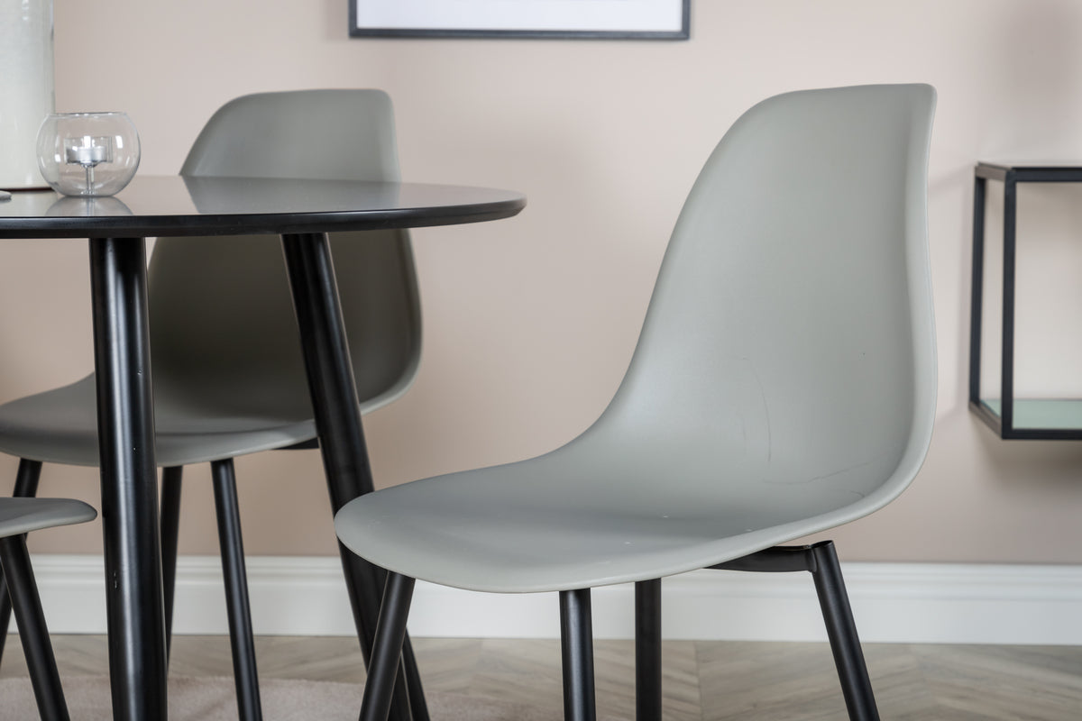 Venture Design Polar & Plaza Matstolar 2-pack Grå + Runda Matbord ⌀100 Svart