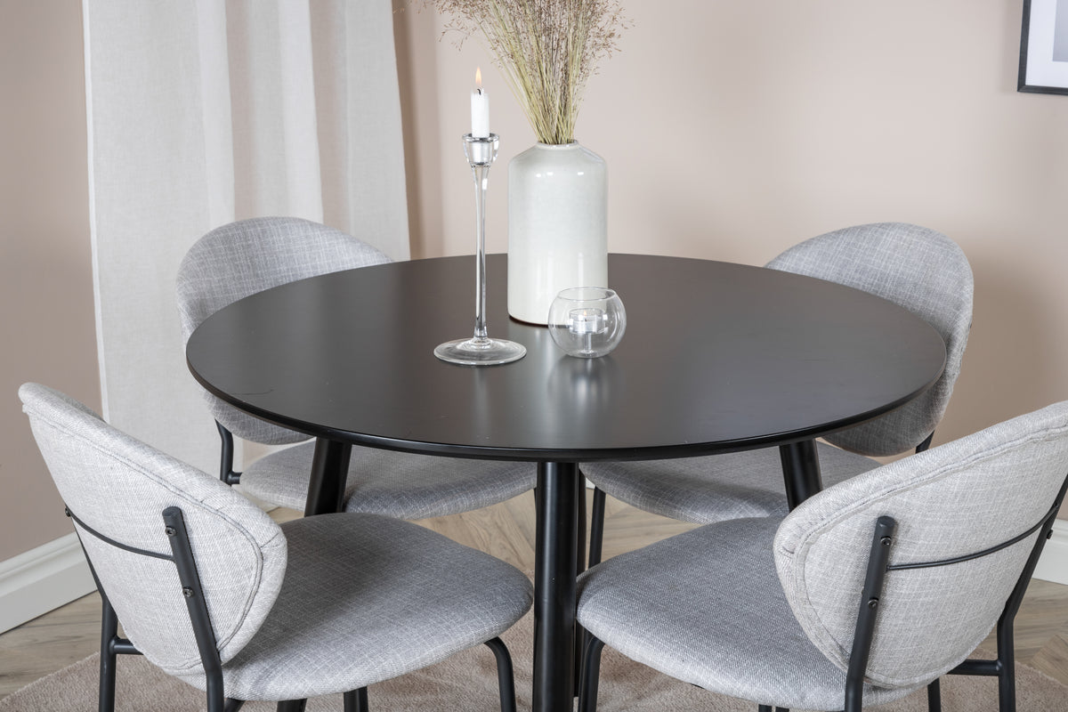 Venture Design Vault & Plaza Matstolar 2-pack Grå + Runda Matbord ⌀100 Svart
