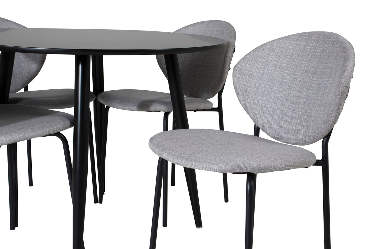 Venture Design Vault & Plaza Matstolar 2-pack Grå + Runda Matbord ⌀100 Svart