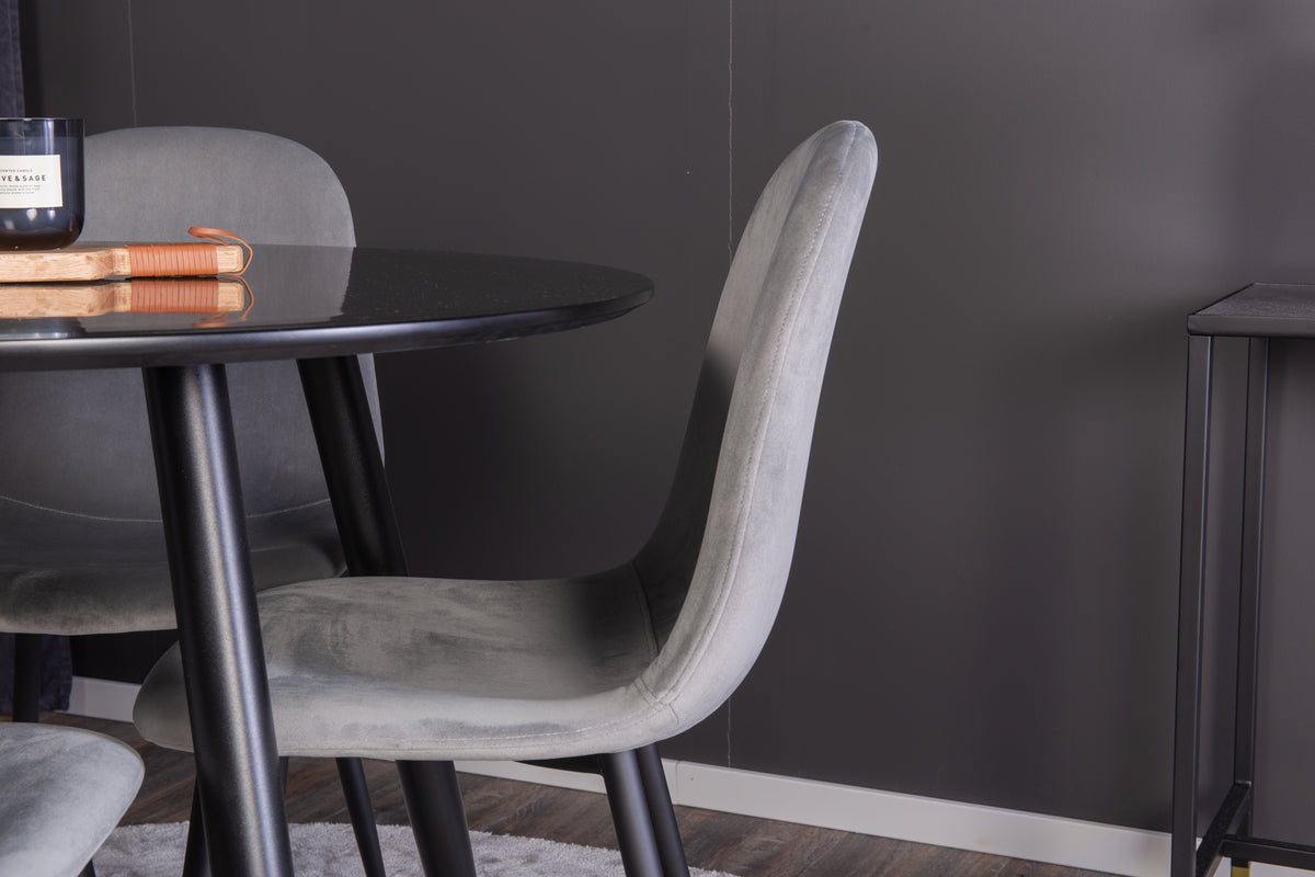 Venture Design Polar & Plaza Matstolar 2-pack Grå + Runda Matbord ⌀100 Svart