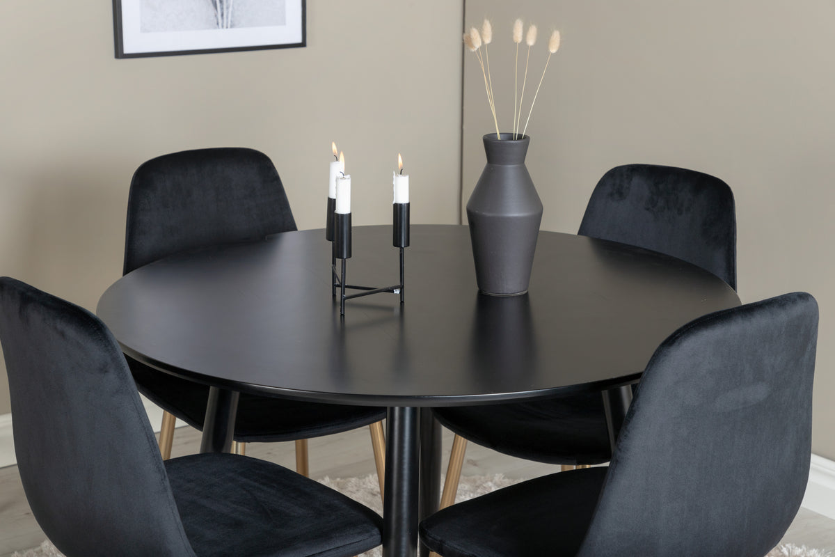 Venture Design Polar & Plaza Matstolar 2-pack Svart + Runda Matbord ⌀100 Svart