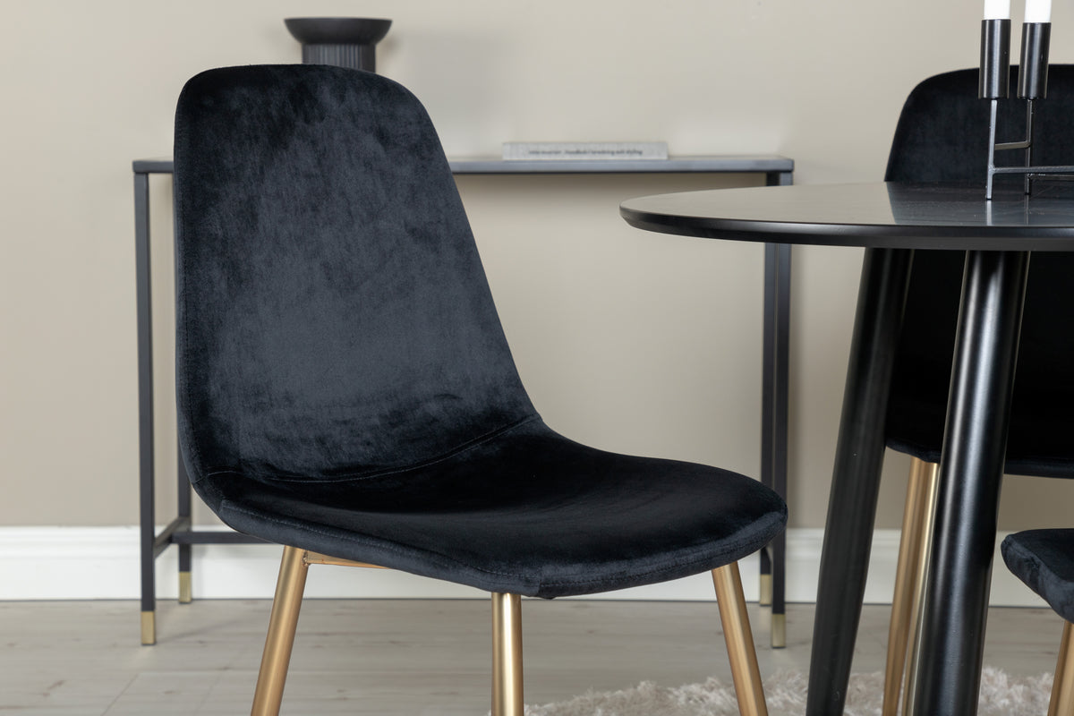 Venture Design Polar & Plaza Matstolar 2-pack Svart + Runda Matbord ⌀100 Svart