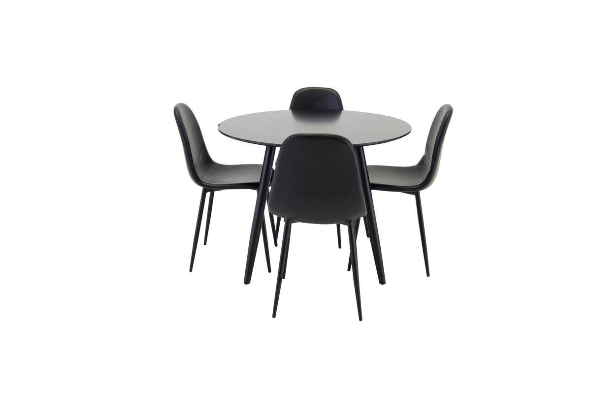 Venture Design Polar & Plaza Matstolar 2-pack Svart + Runda Matbord ⌀100 Svart