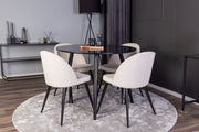 Venture Design Velvet & Plaza Matstolar 2-pack Grädde + Runda Matbord ⌀100 Svart