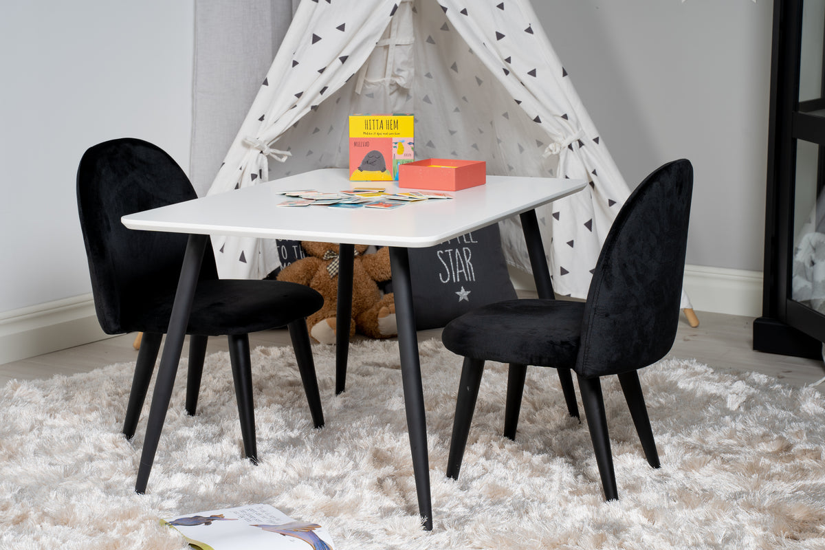 Venture Design Velvet & Polar Barnstolar Svart + Barnbord 50 x 80 x 60