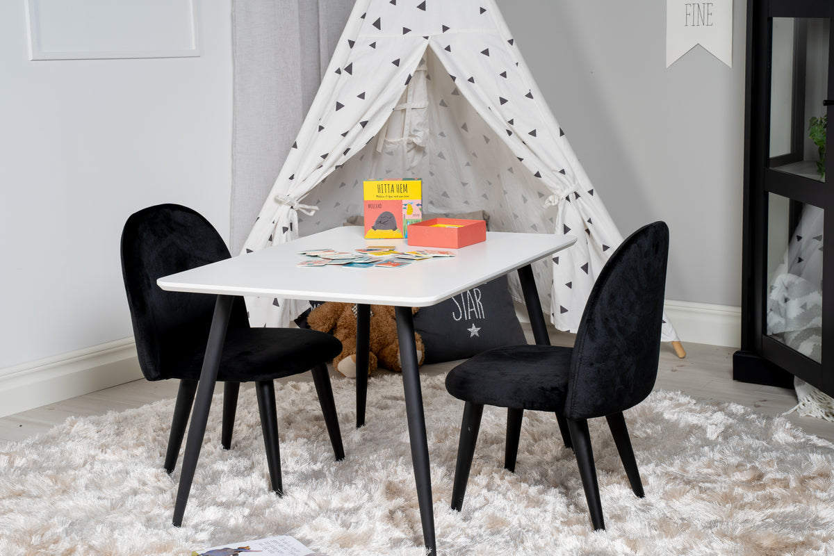Venture Design Velvet & Polar Barnstolar Svart + Barnbord 50 x 80 x 60