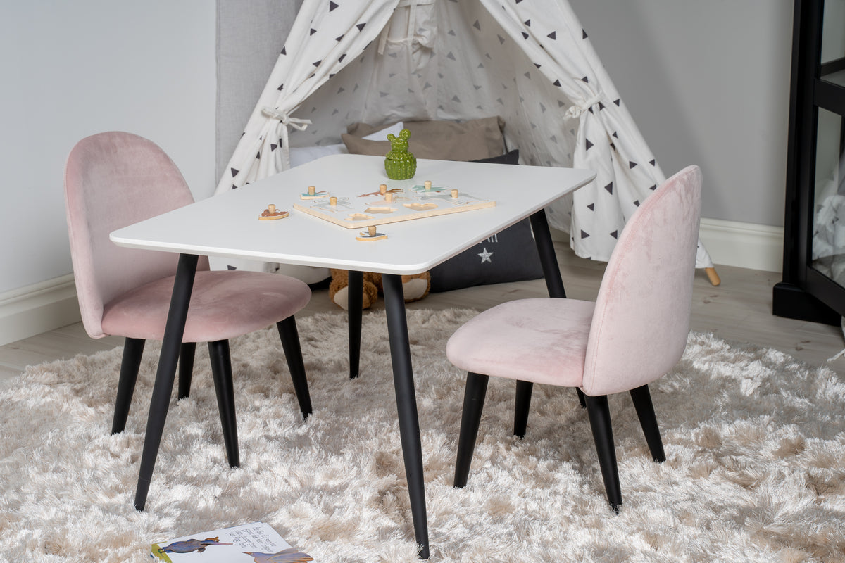 Venture Design Velvet & Polar Barnstolar Rosa + Barnbord 50 x 80 x 60