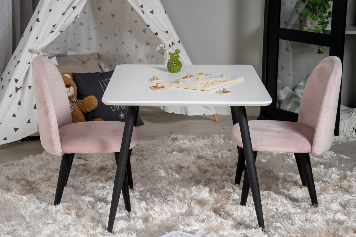 Venture Design Velvet & Polar Barnstolar Rosa + Barnbord 50 x 80 x 60