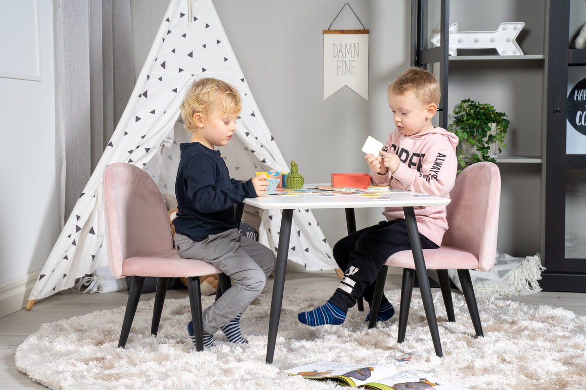Venture Design Velvet & Polar Barnstolar Rosa + Barnbord 50 x 80 x 60