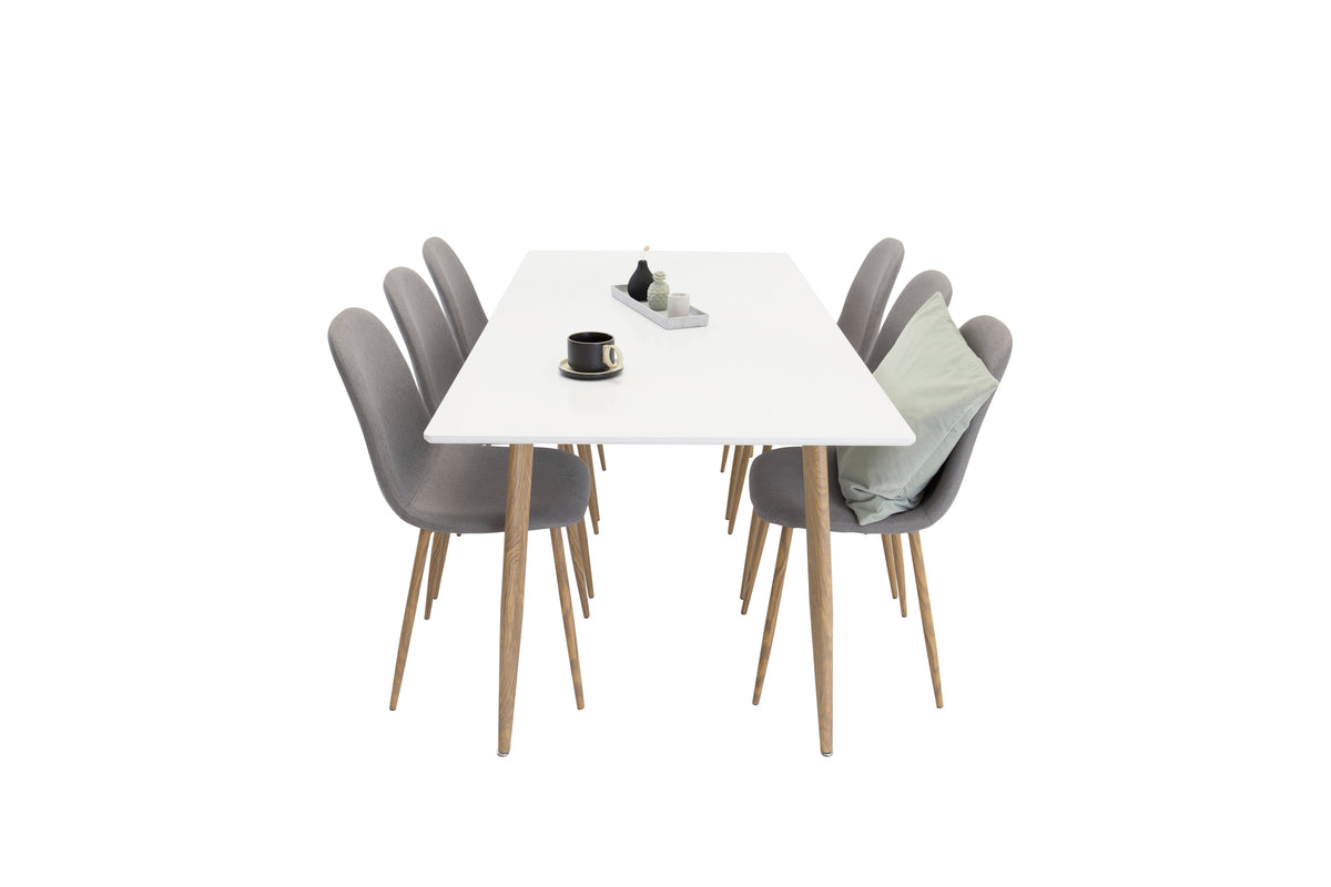 Venture Design Polar Matstolar 2-pack Grå + Rektangulära Matbord 180 x 90 Vit