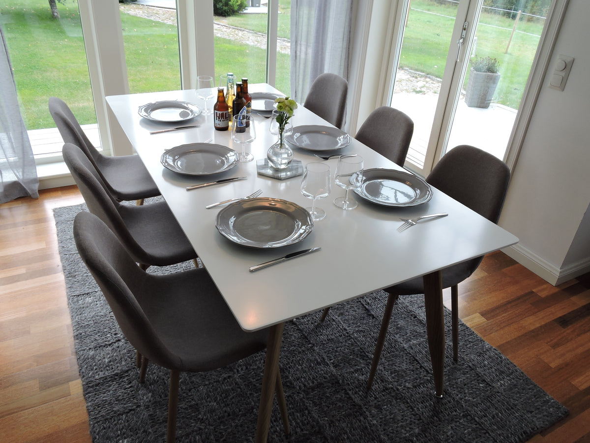 Venture Design Polar Matstolar 2-pack Grå + Rektangulära Matbord 180 x 90 Vit