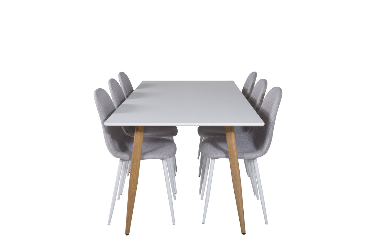 Venture Design Polar Matstolar 2-pack Grå + Rektangulära Matbord 180 x 90 Vit