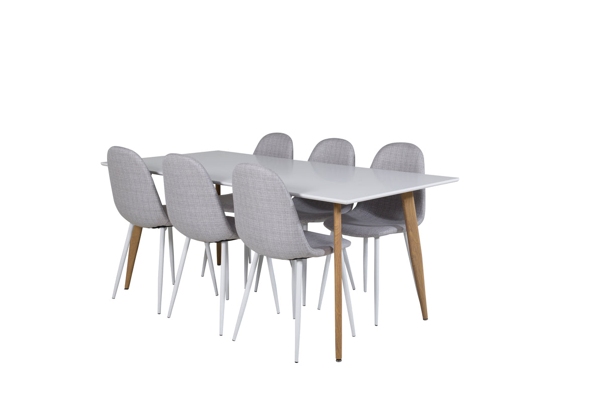 Venture Design Polar Matstolar 2-pack Grå + Rektangulära Matbord 180 x 90 Vit