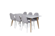 Venture Design Polar Matstolar 2-pack Grå + Rektangulära Matbord 180 x 90 Vit