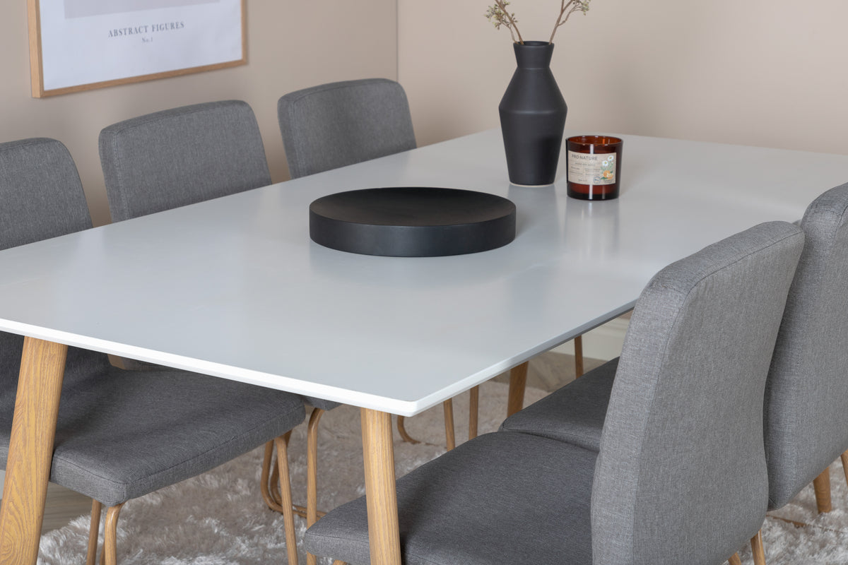 Venture Design Mace & Polar Matstolar 2-pack Grå + Rektangulära Matbord 180 x 90 Vit