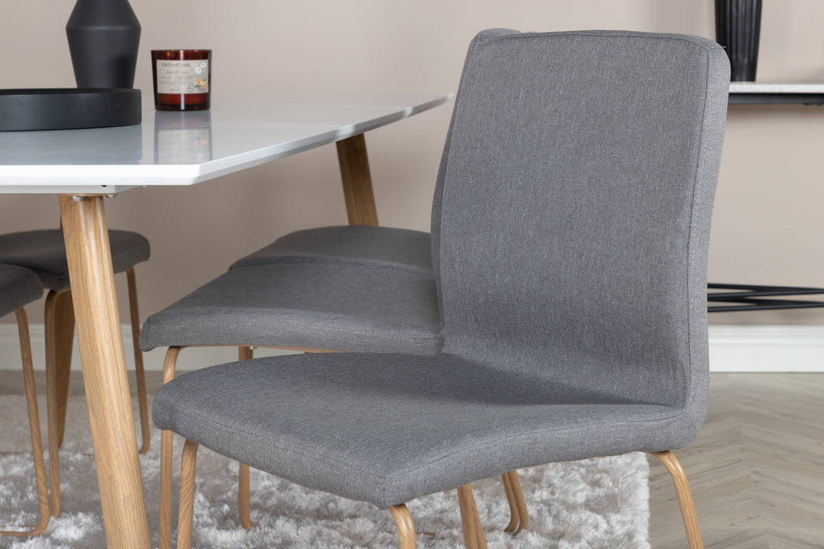 Venture Design Mace & Polar Matstolar 2-pack Grå + Rektangulära Matbord 180 x 90 Vit