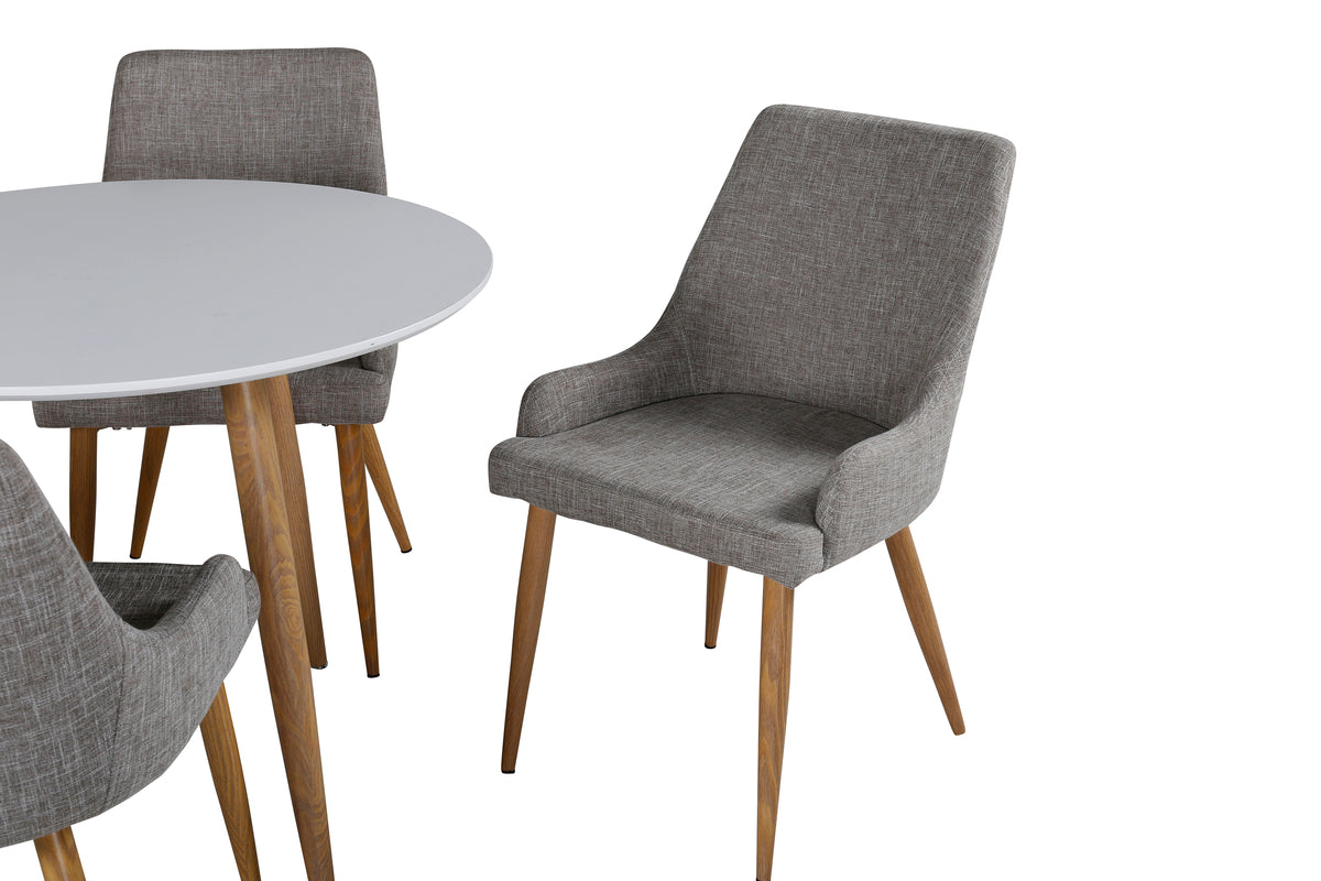 Venture Design Plaza & Polar Matstolar 2-pack Grå + Runda Matbord ⌀90 Vit