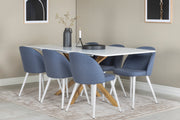 Venture Design Velvet & Piazza Matstolar 2-pack Blå + Rektangulära Matbord 180 x 90 Vit