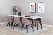 Venture Design Velvet & Polar Matstolar 2-pack Gammelrosa + Rektangulära Matbord 240 x 100 Vit