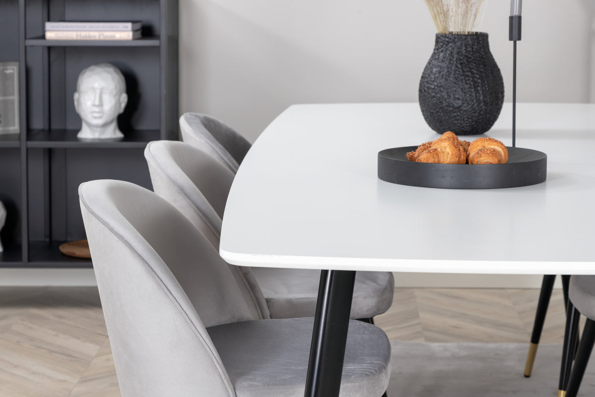 Venture Design Velvet & Polar Matstolar 2-pack Grå + Rektangulära Matbord 240 x 100 Vit