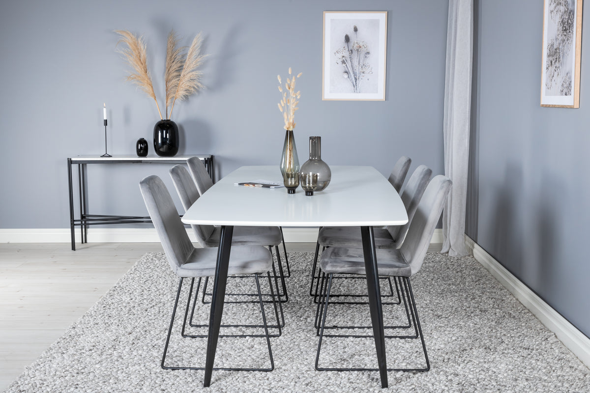 Venture Design Muce & Polar Matstolar 2-pack Grå + Rektangulära Matbord 240 x 100 Vit