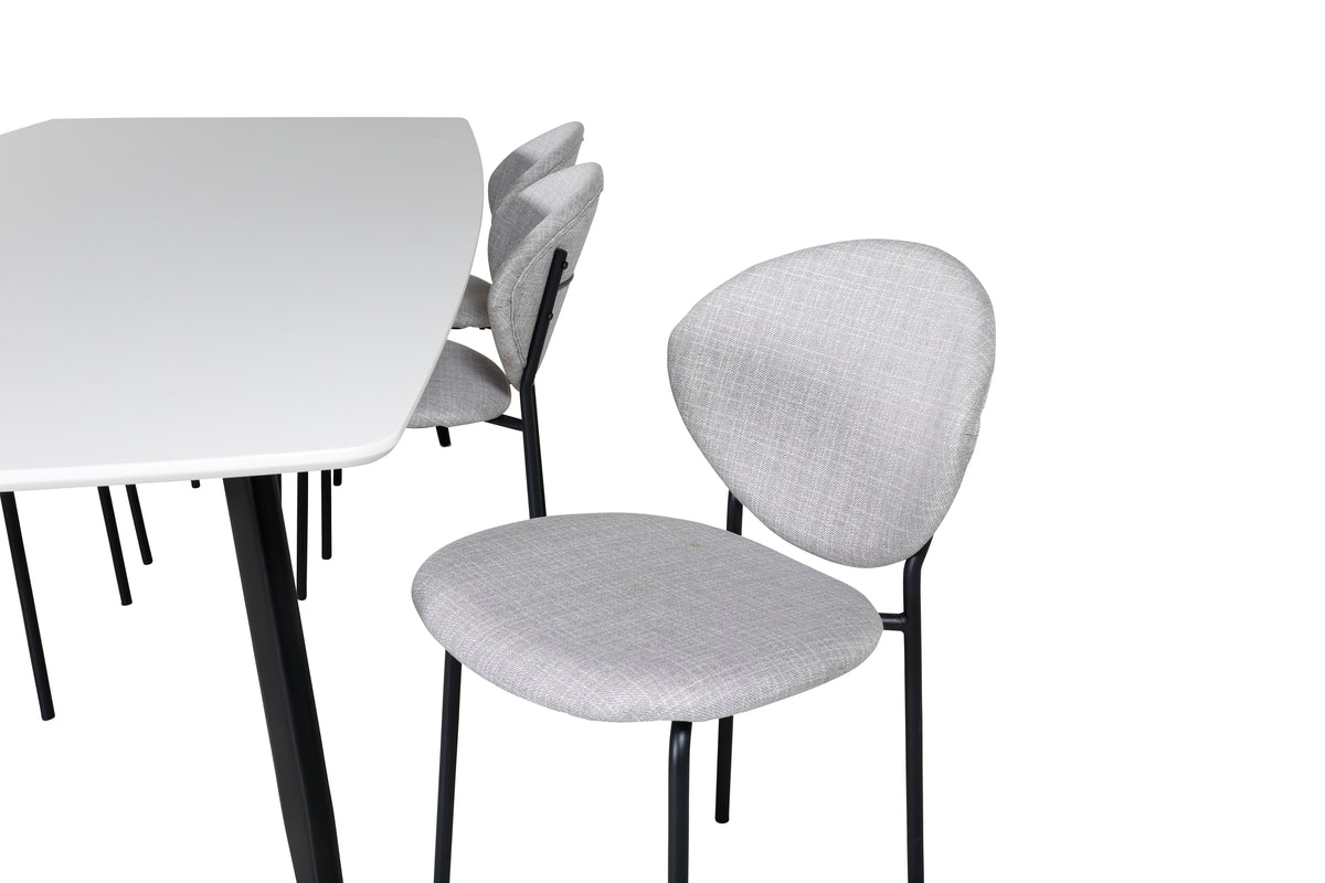 Venture Design Vault & Polar Matstolar 2-pack Grå + Rektangulära Matbord 100 x 240 Vit