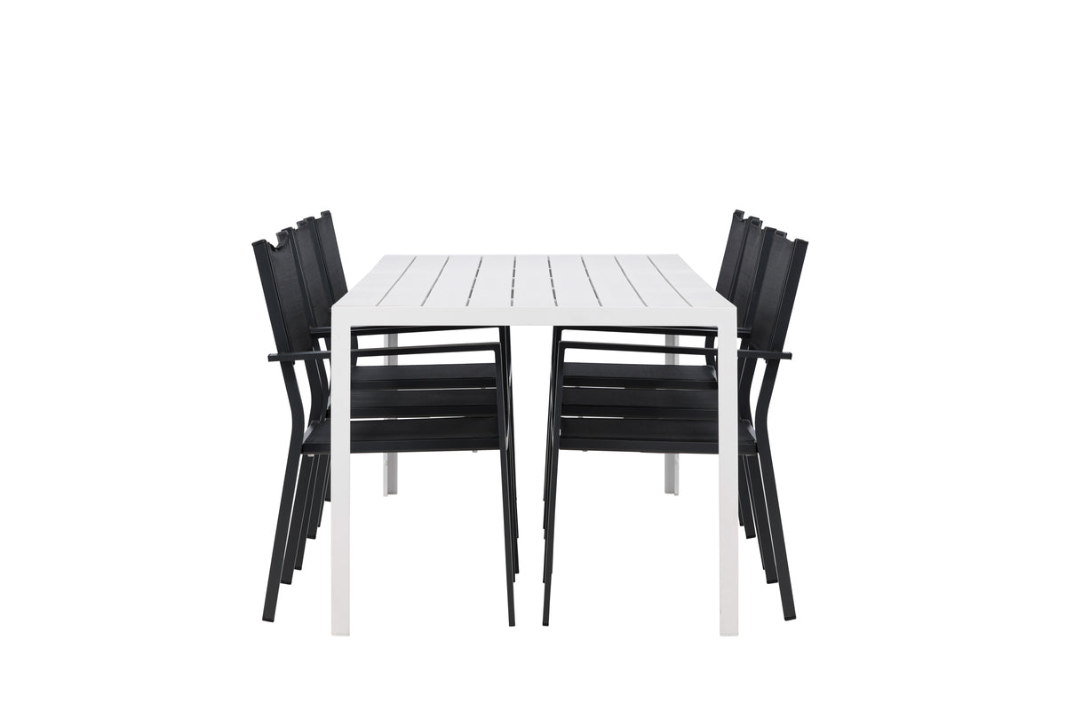 Venture Design Copacabana & Break Matstolar 2-pack Svart + Rektangulära Matbord 205 x 90 Vit