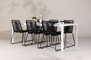 Venture Design Lindos & Break Matstolar 2-pack Svart + Rektangulära Matbord 205 x 90 Vit