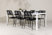 Venture Design Lindos & Break Matstolar 2-pack Svart + Rektangulära Matbord 205 x 90 Vit