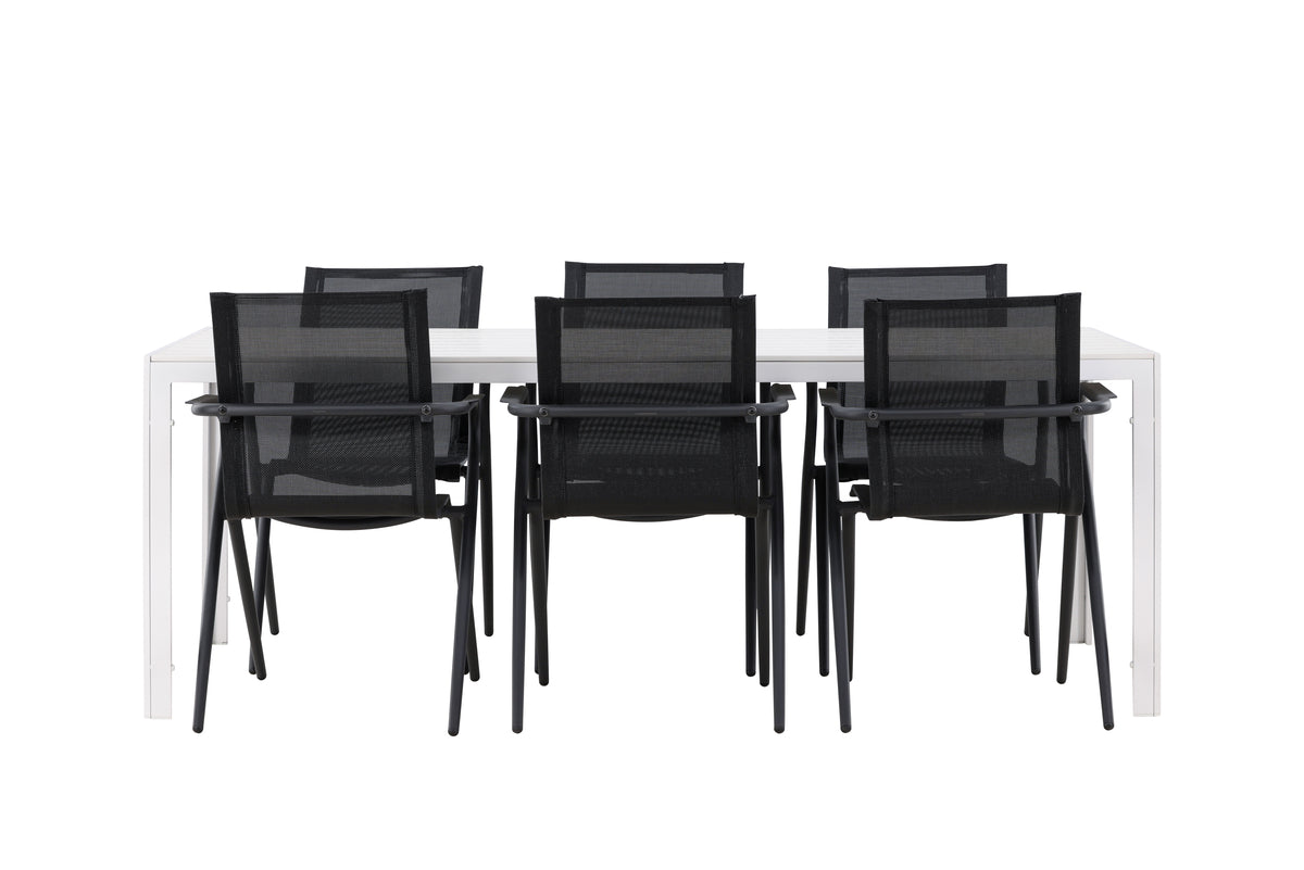 Venture Design Alina & Break Matstolar 6-pack Svart + Rektangulära Matbord 205 x 90 Vit