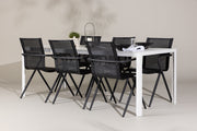 Venture Design Alina & Break Matstolar 6-pack Svart + Rektangulära Matbord 205 x 90 Vit