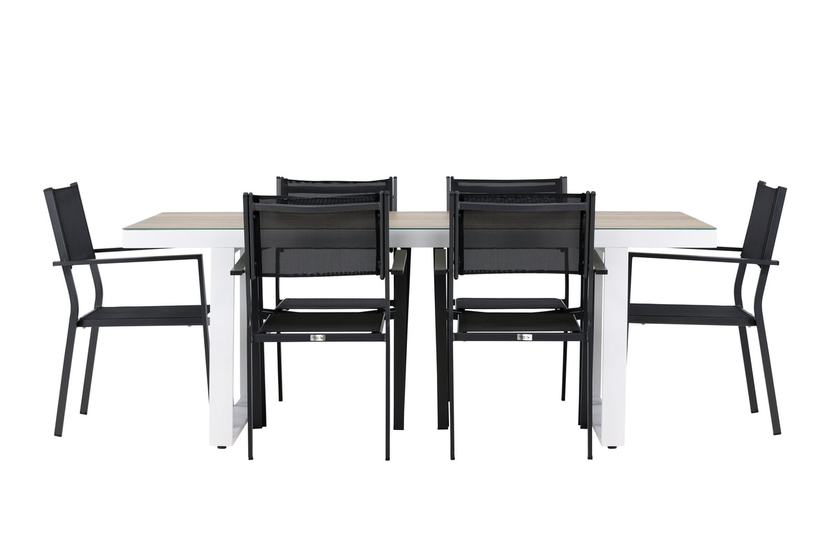 Venture Design Copacabana & Merlo Matstolar 2-pack Svart + Rektangulära Matbord 200 x 90 Vit