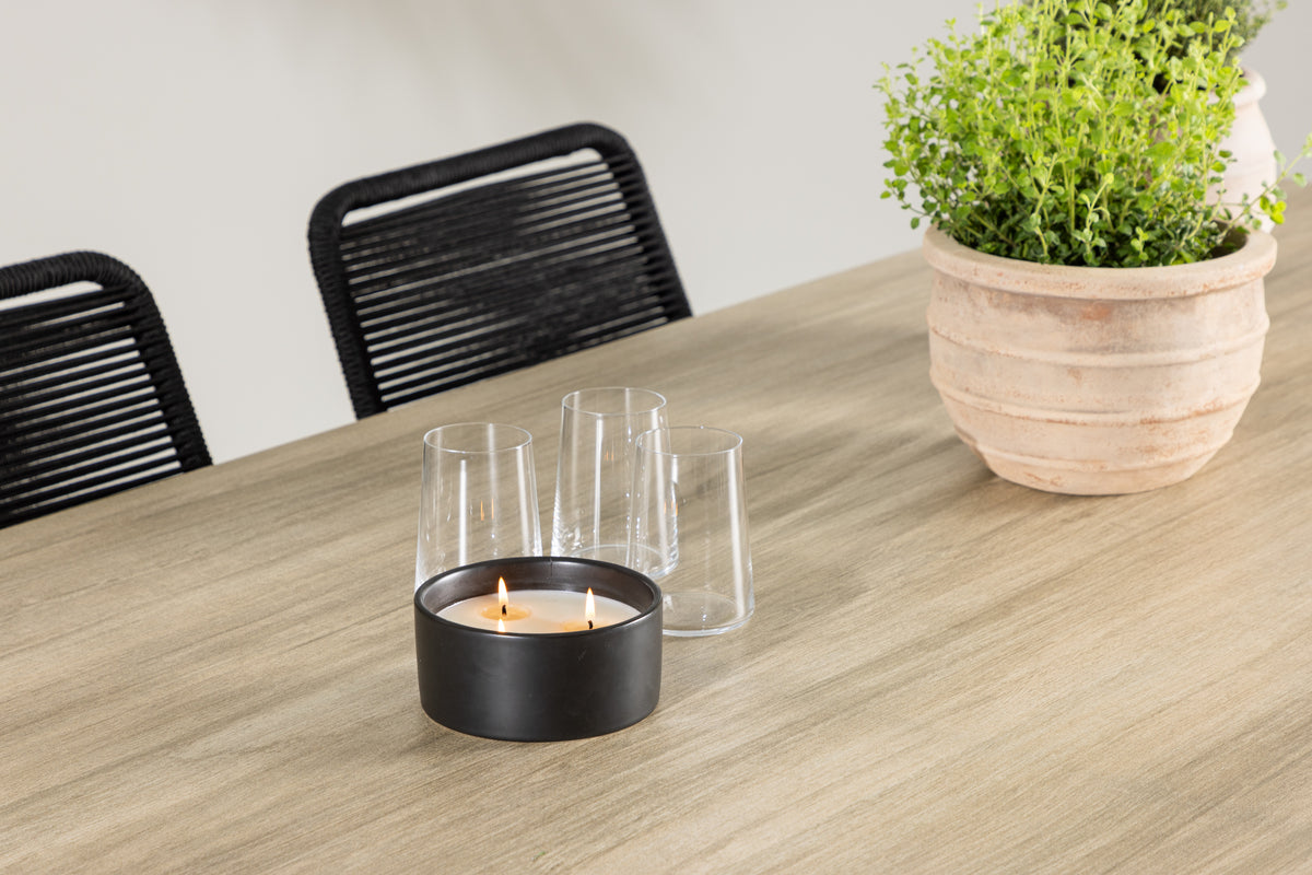 Venture Design Lindos & Merlo Matstolar 2-pack Svart + Rektangulära Matbord 200 x 90 Vit