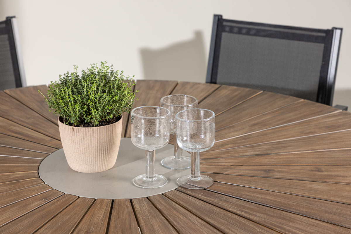Venture Design Copacabana & Rosario Matstolar 2-pack Svart + Runda Matbord ⌀140 Brun