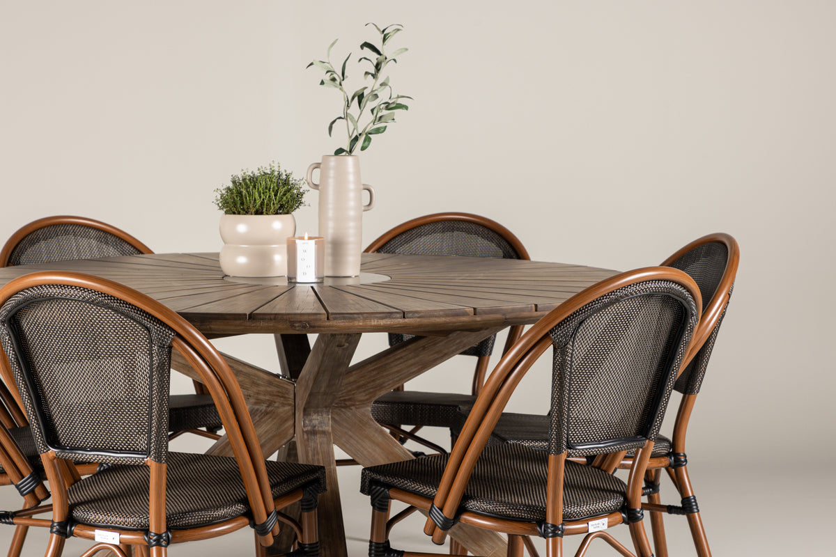 Venture Design Rosario & Guarda Runda Matbord ⌀140 Brun + Caféstolar 2-pack Svart