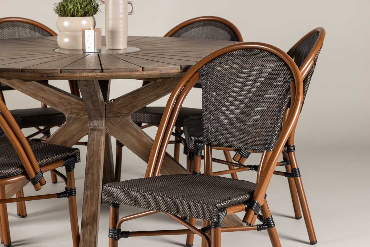 Venture Design Rosario & Guarda Runda Matbord ⌀140 Brun + Caféstolar 2-pack Svart