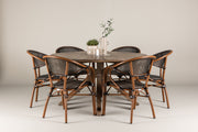 Venture Design Rosario & Vila Runda Matbord ⌀140 Brun + Caféstolar 2-pack Svart