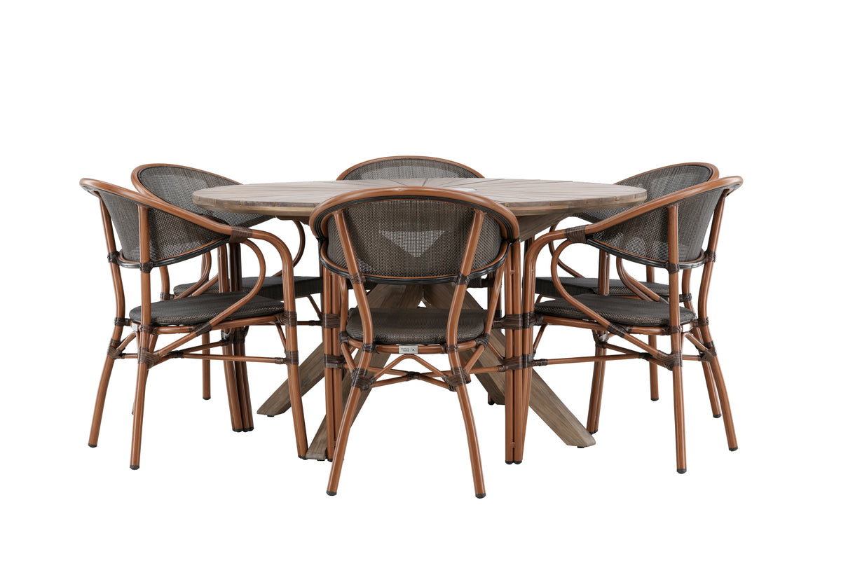 Venture Design Rosario & Vila Runda Matbord ⌀140 Brun + Caféstolar 2-pack Svart