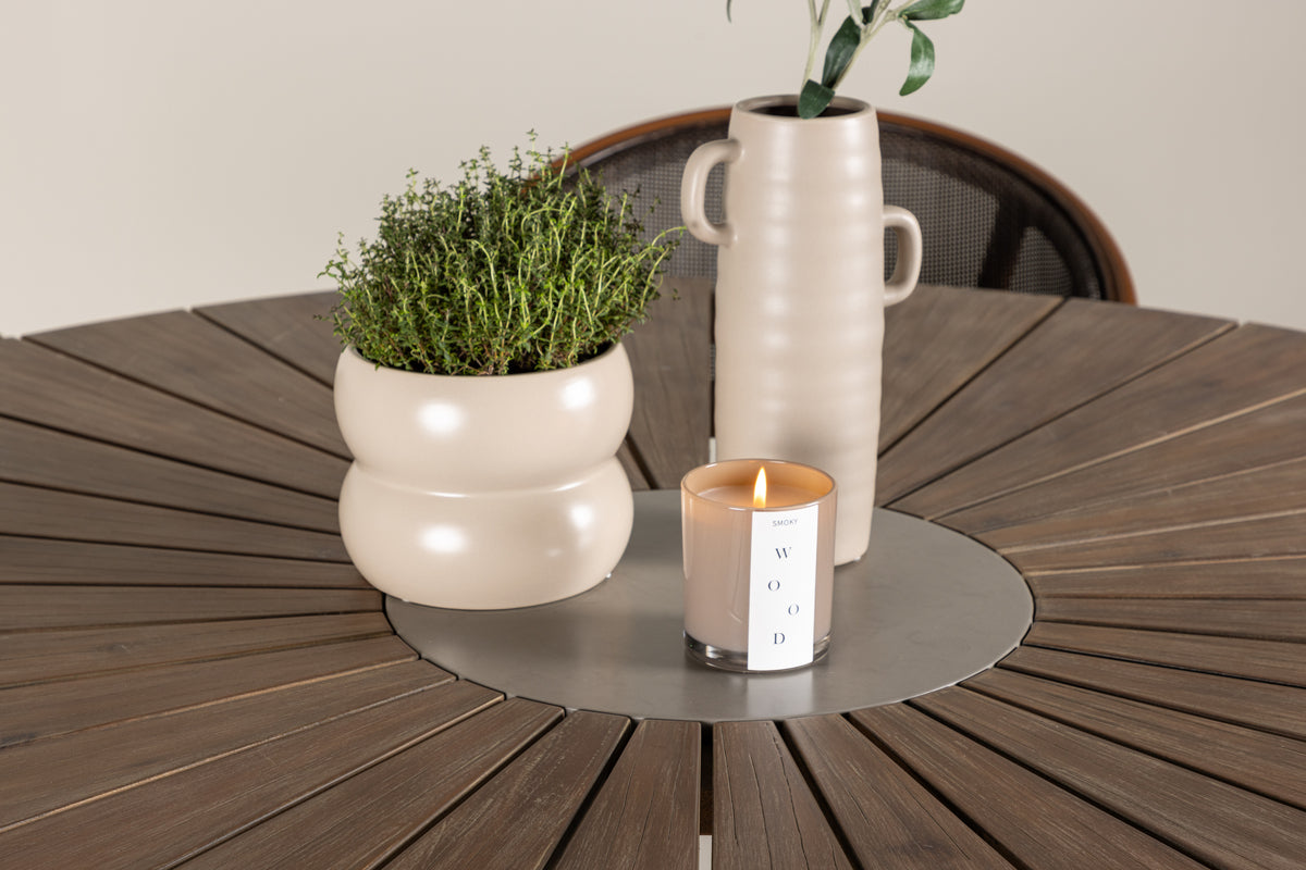 Venture Design Rosario & Vila Runda Matbord ⌀140 Brun + Caféstolar 2-pack Svart