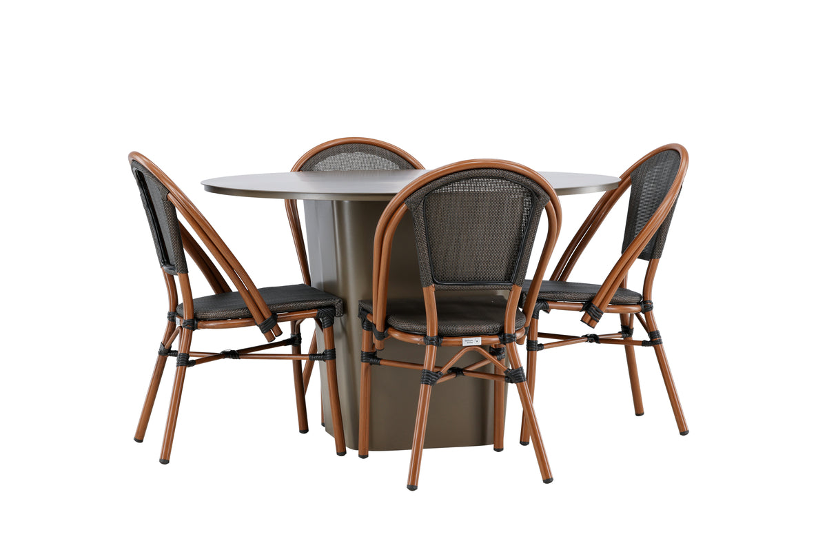 Venture Design Santa Fe & Guarda Runda Matbord ⌀120 Brun + Caféstolar 2-pack Svart