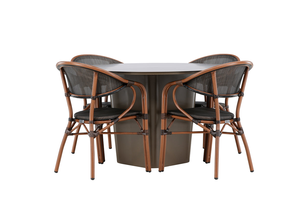 Venture Design Santa Fe & Vila Runda Matbord ⌀120 Brun + Caféstolar 2-pack Svart