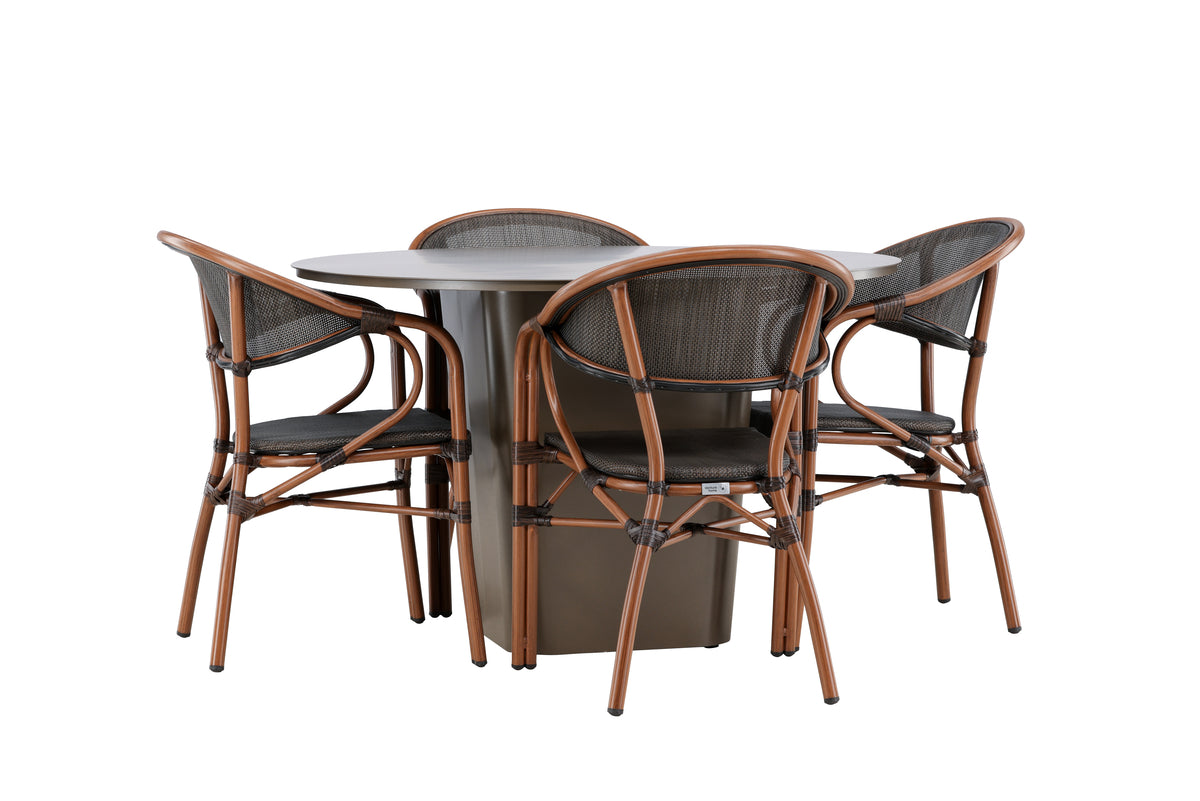 Venture Design Santa Fe & Vila Runda Matbord ⌀120 Brun + Caféstolar 2-pack Svart