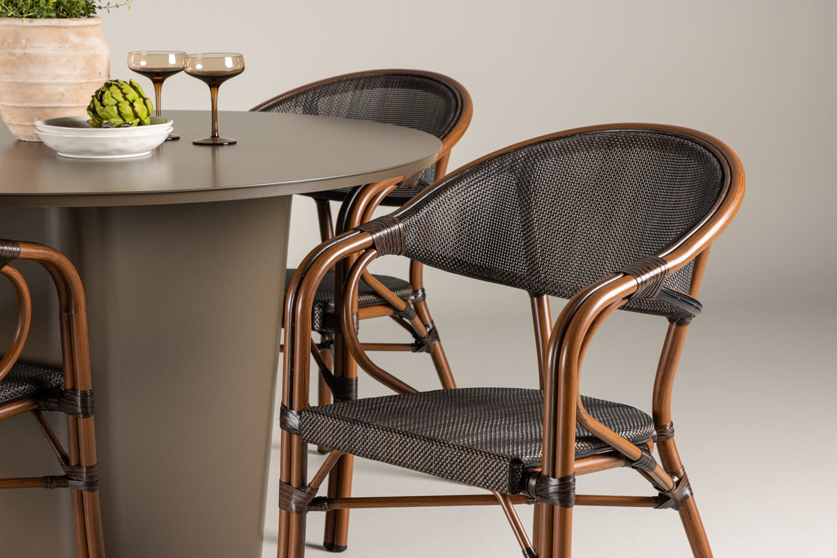 Venture Design Santa Fe & Vila Runda Matbord ⌀120 Brun + Caféstolar 2-pack Svart
