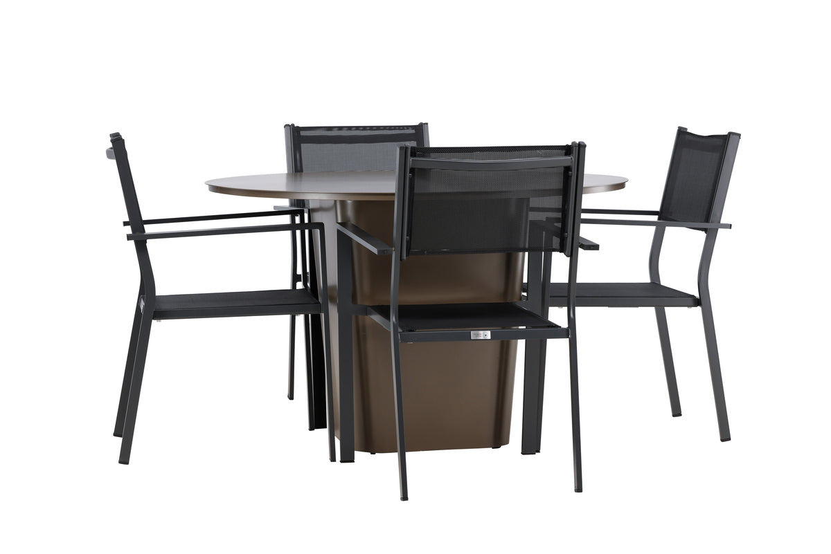 Venture Design Copacabana & Santa Fe Matstolar 2-pack Svart + Runda Matbord ⌀120 Brun