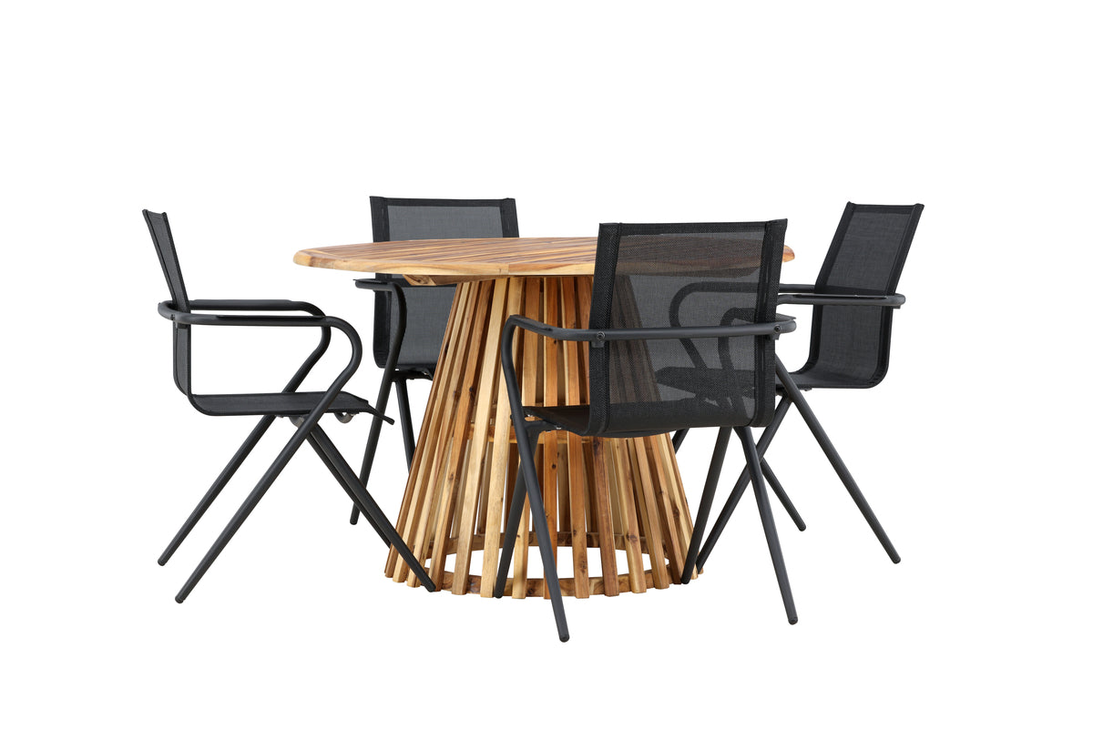 Venture Design Alina & Lumpur Matstolar 6-pack Svart + Runda Matbord ⌀120 Natur
